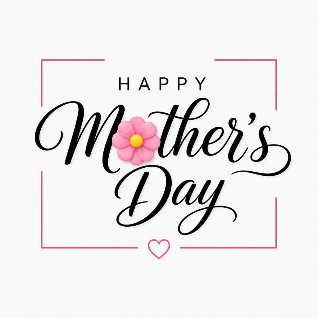 happy mothers day typography card with floral accent