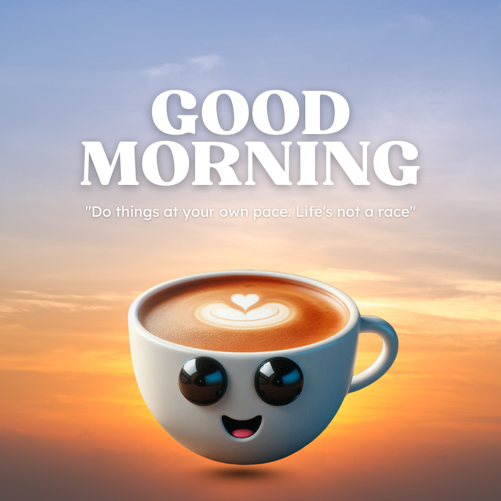 20+ Good morning coffee images 10 Happy coffee cup with sunrise and motivational good morning message