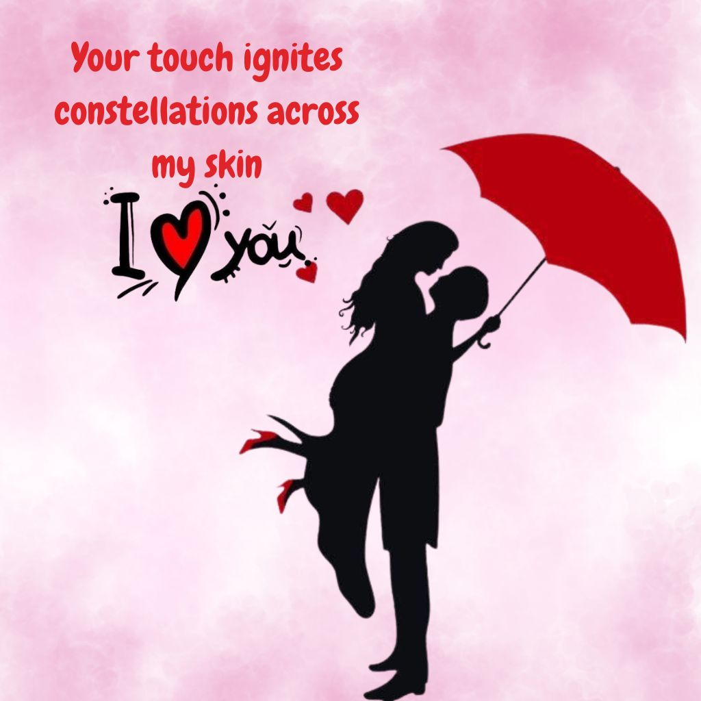 20+ I Love You Images with Quotes for Free Download 19 Romantic couple silhouette under a red umbrella with love quote on a pink background, expressing deep affection and intimacy.