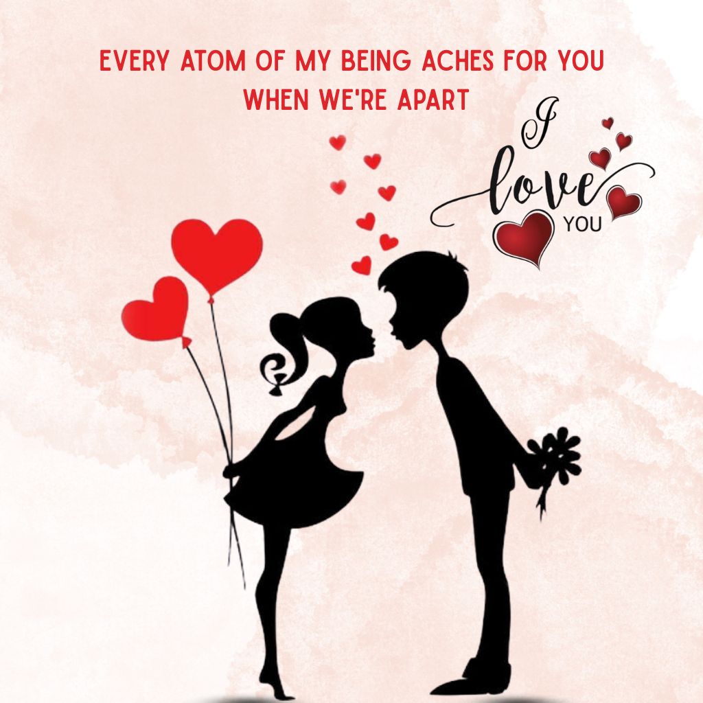 20+ I Love You Images with Quotes for Free Download 13 Silhouette of a couple leaning in for a kiss, with red heart balloons and the message "I love you" on a soft pink background.