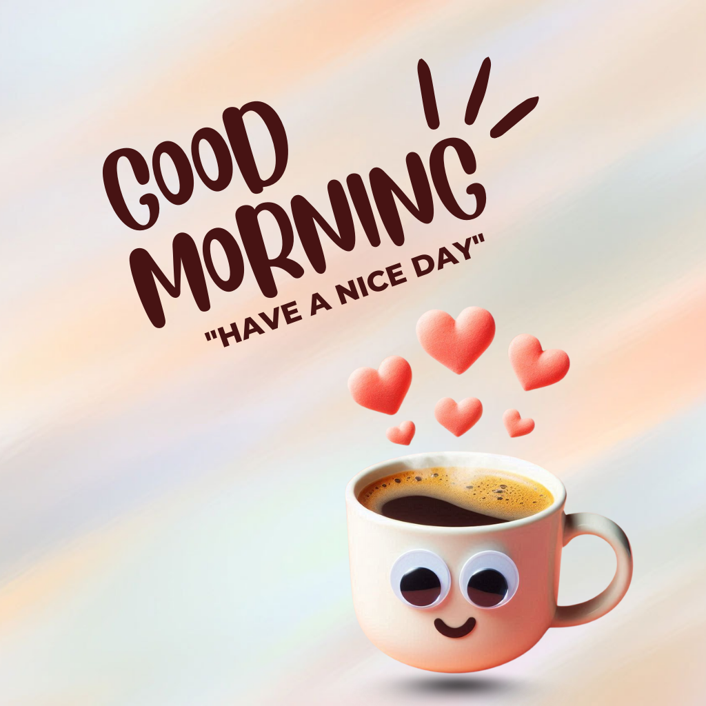 20+ Good morning coffee images 19 Smiling coffee cup with hearts and good morning message