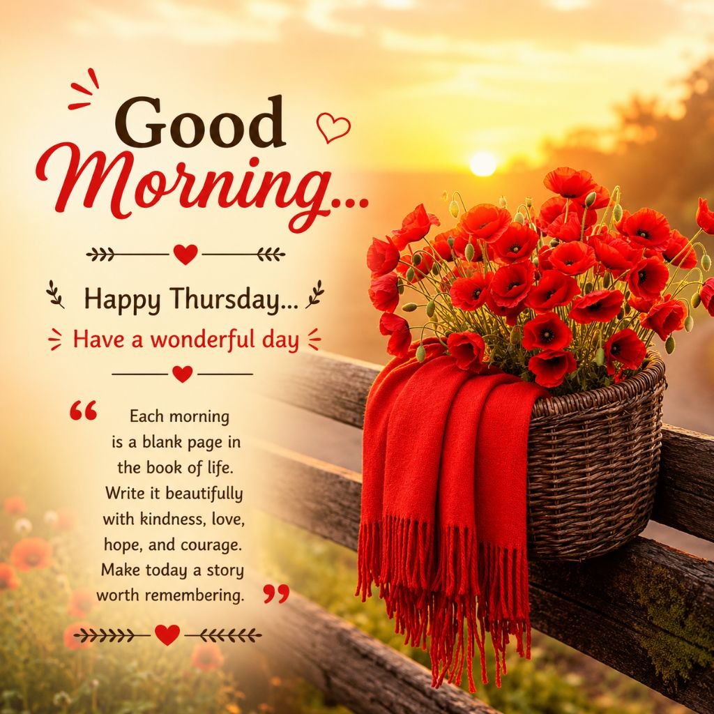 a basket of bright red poppies sunrise over mountains