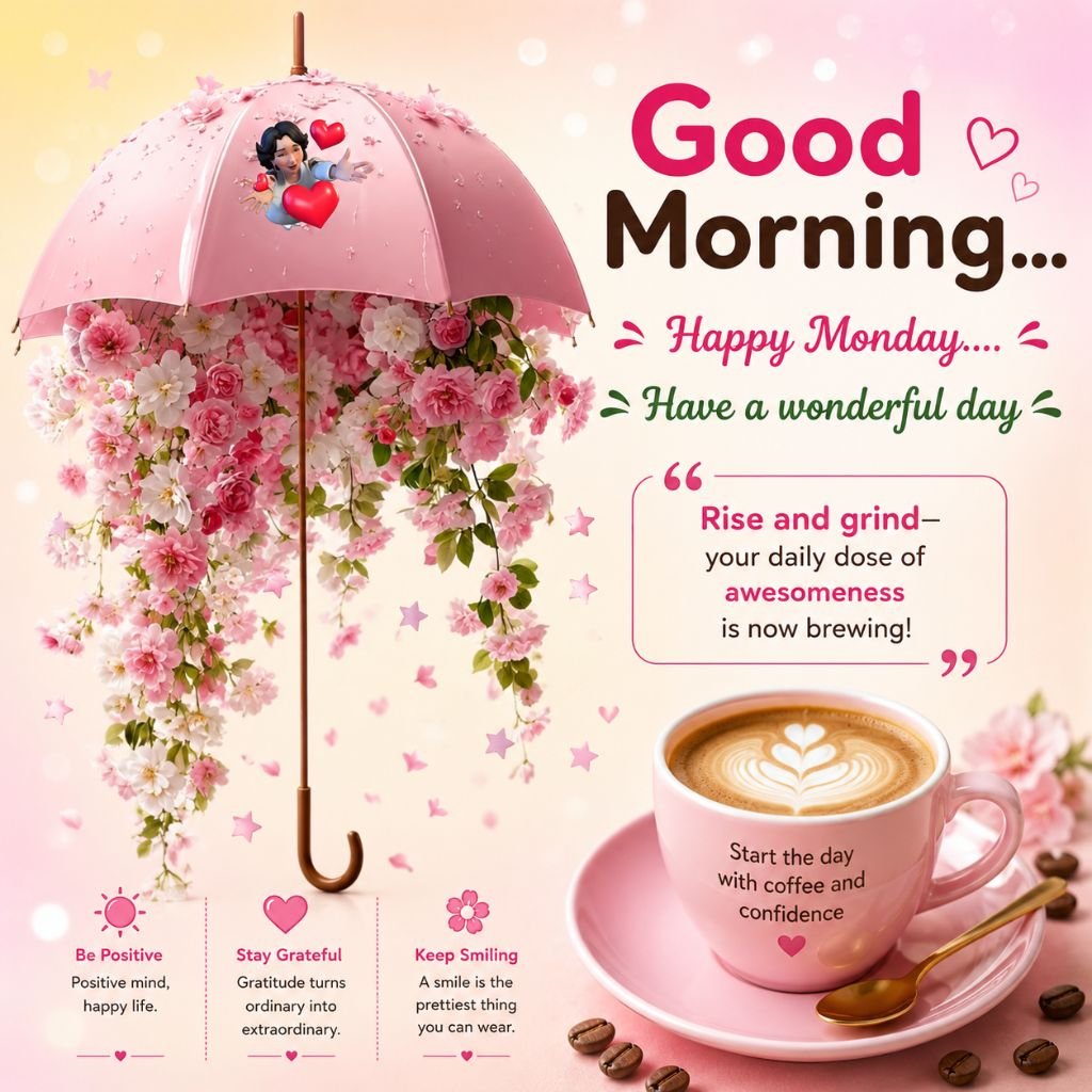  a pink floral umbrella coffee latte puns