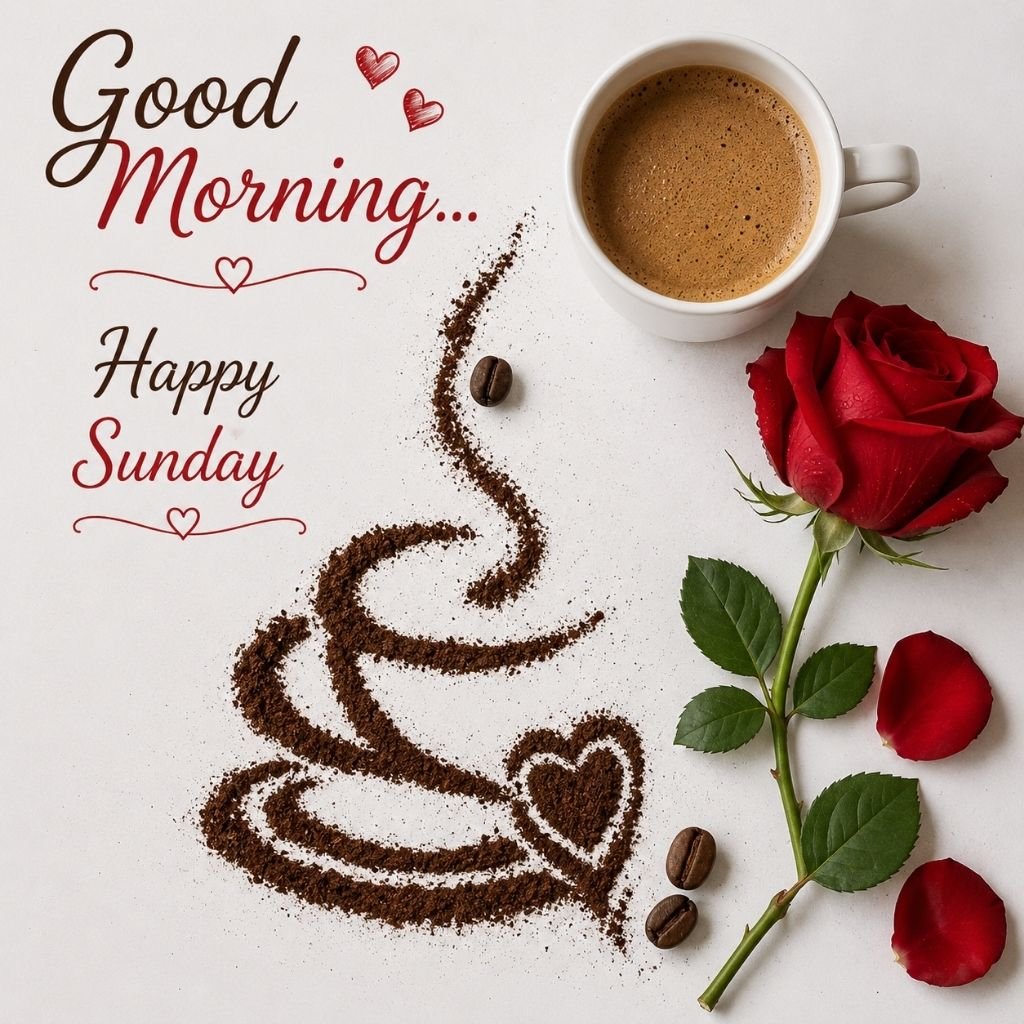 artistic coffee powder Sunday  good morning greeting