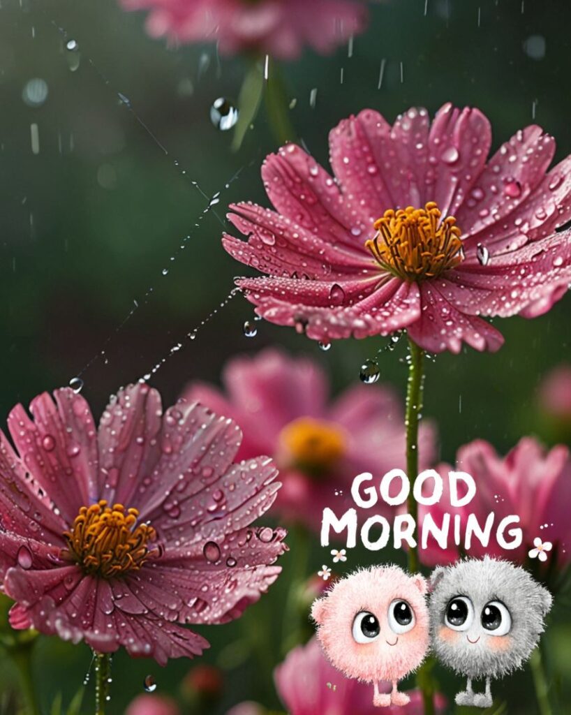 20+ Cute Simple Good Morning Images That Make You Smile Instantly 12 Raindrops clinging to vibrant peony petals in a garden after a summer storm