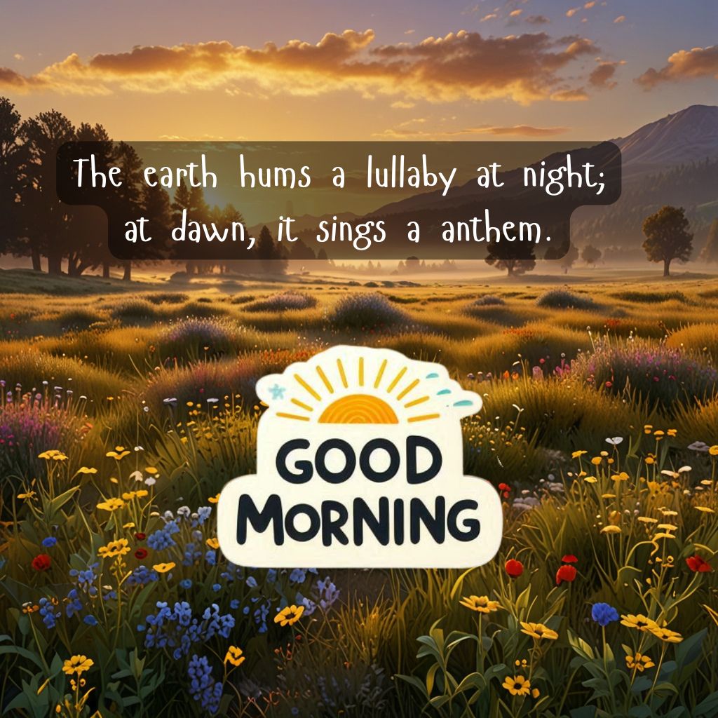 Nature Good Morning Quotes with Images to Boost Your Mood All Day 9 Golden meadow with wildflowers at sunrise