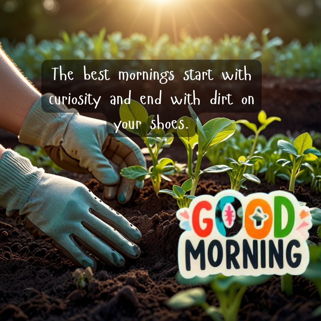 Nature Good Morning Quotes with Images to Boost Your Mood All Day 10 Gardening gloves and seedlings at dawn