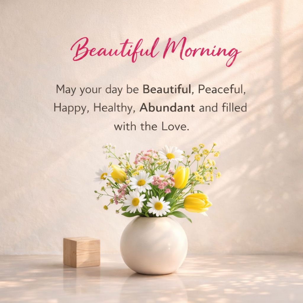 beautiful morning quote with flowers