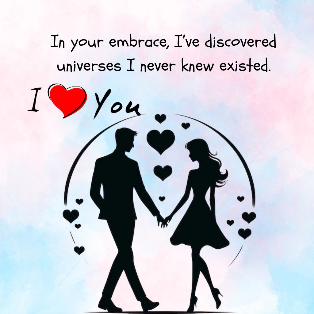 20+ I Love You Images with Quotes for Free Download 17 Silhouette couple holding hands surrounded by hearts, with a pastel pink and blue background and romantic love quote