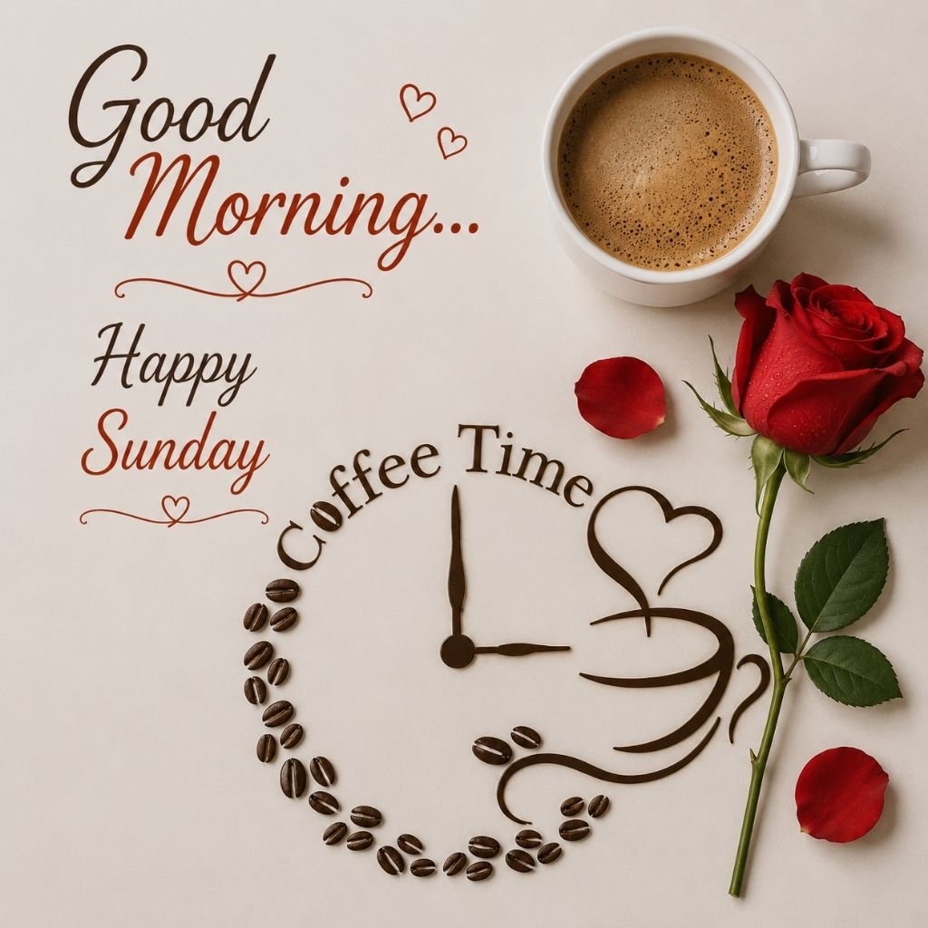 elegant coffee clock Sunday greeting