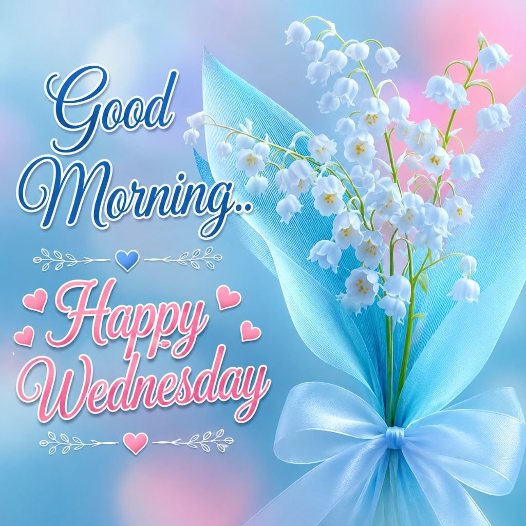 elegant good morning happy Wednesday lily flowers greeting image
