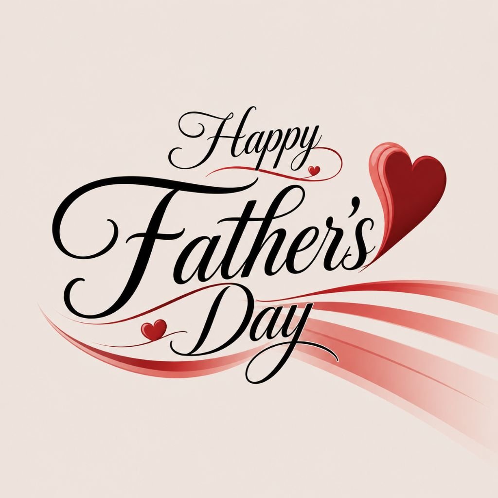 elegant happy father’s day typography image with red heart design