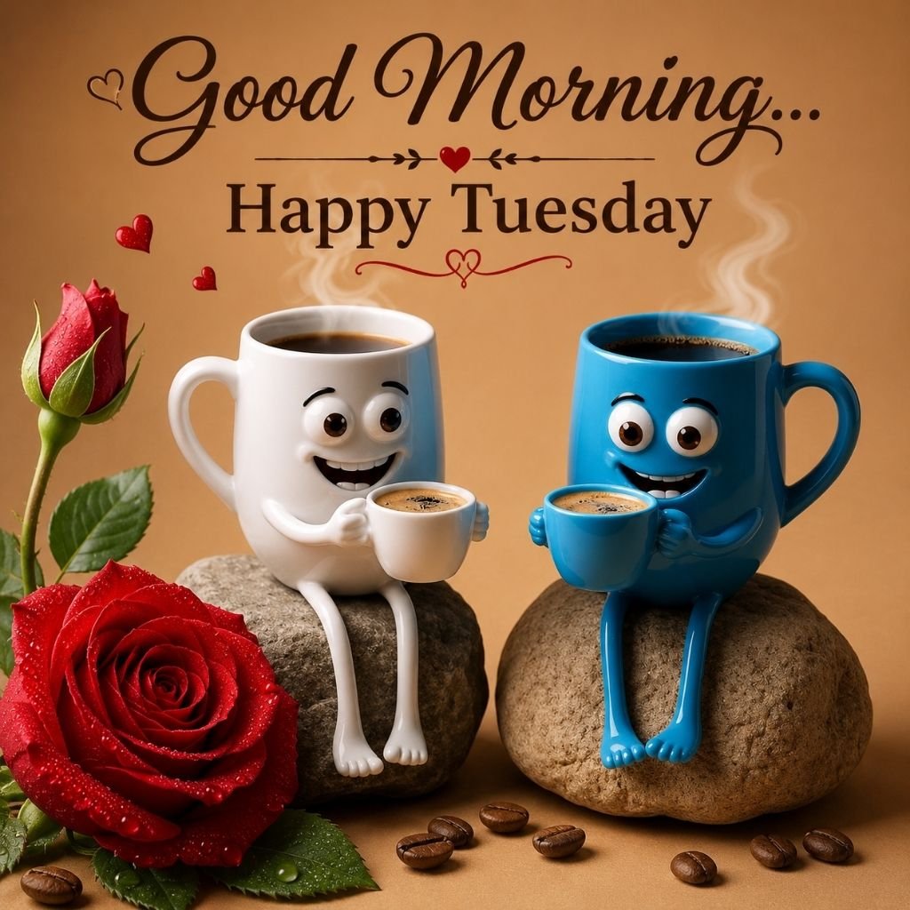 funny cartoon coffee mug Tuesday greeting