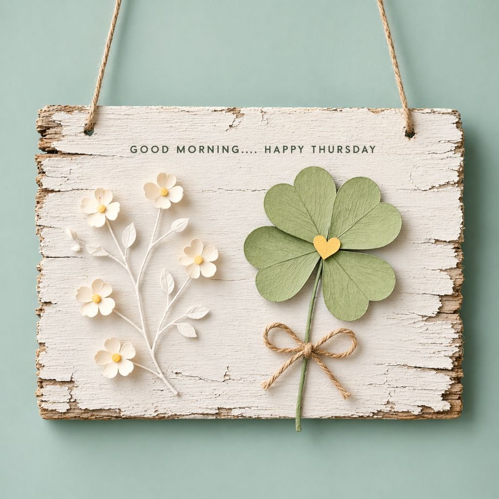 good morning happy thursday rustic wood sign