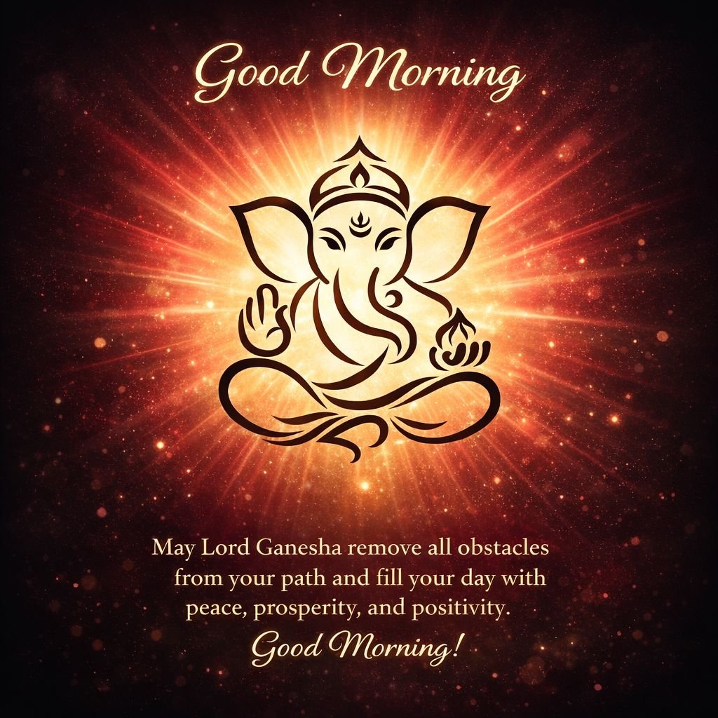 good morning lord ganesha blessings image with divine quote