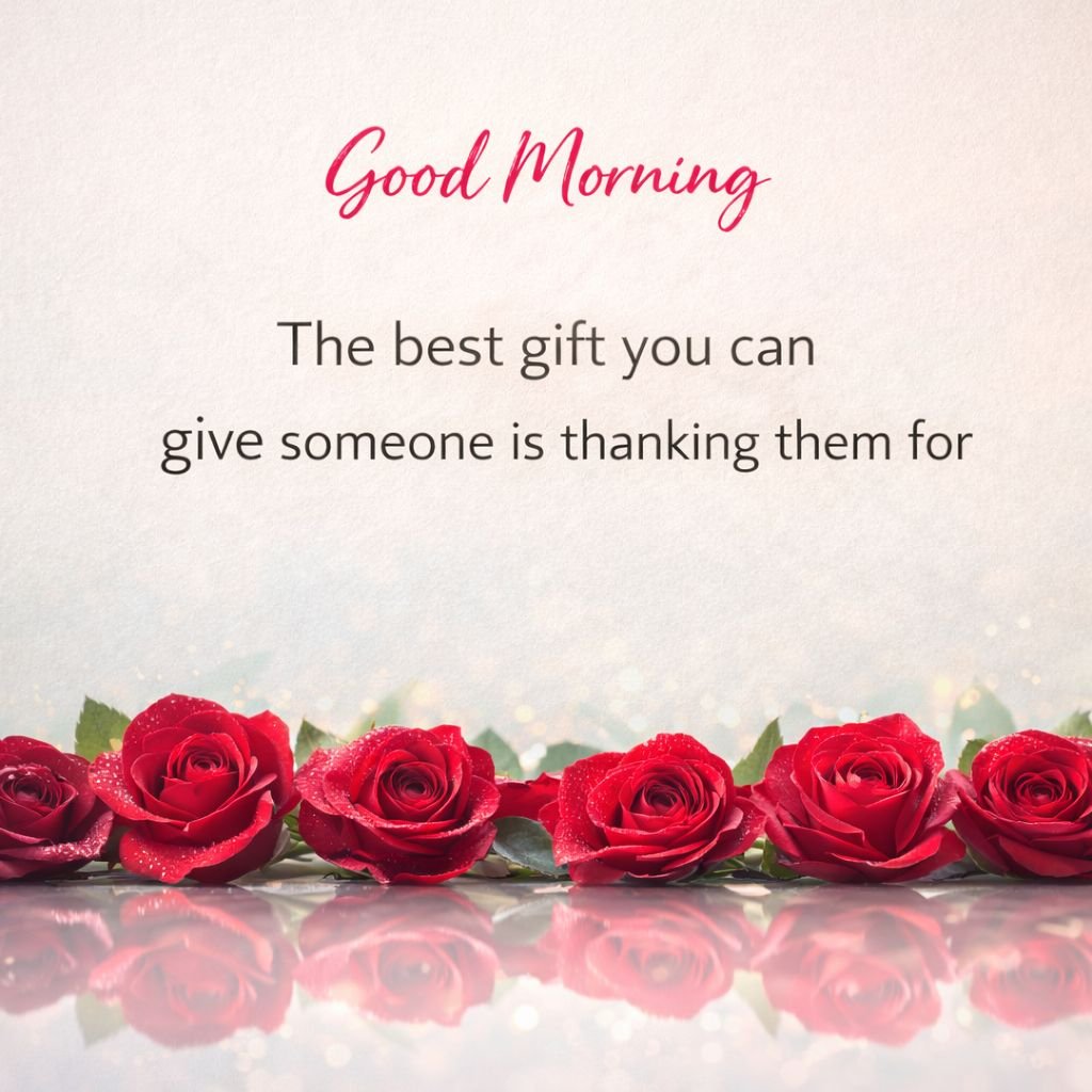 good morning quote with red roses