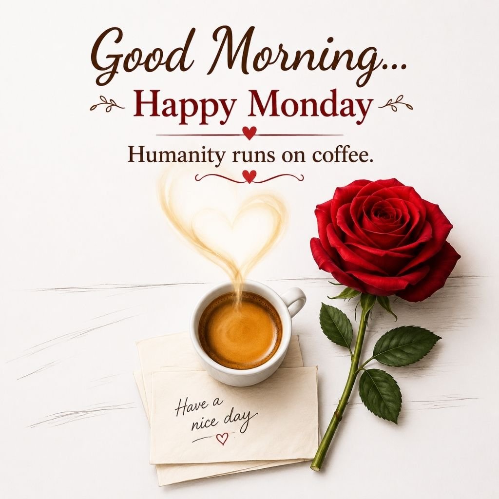 good morning rose and coffee wishes