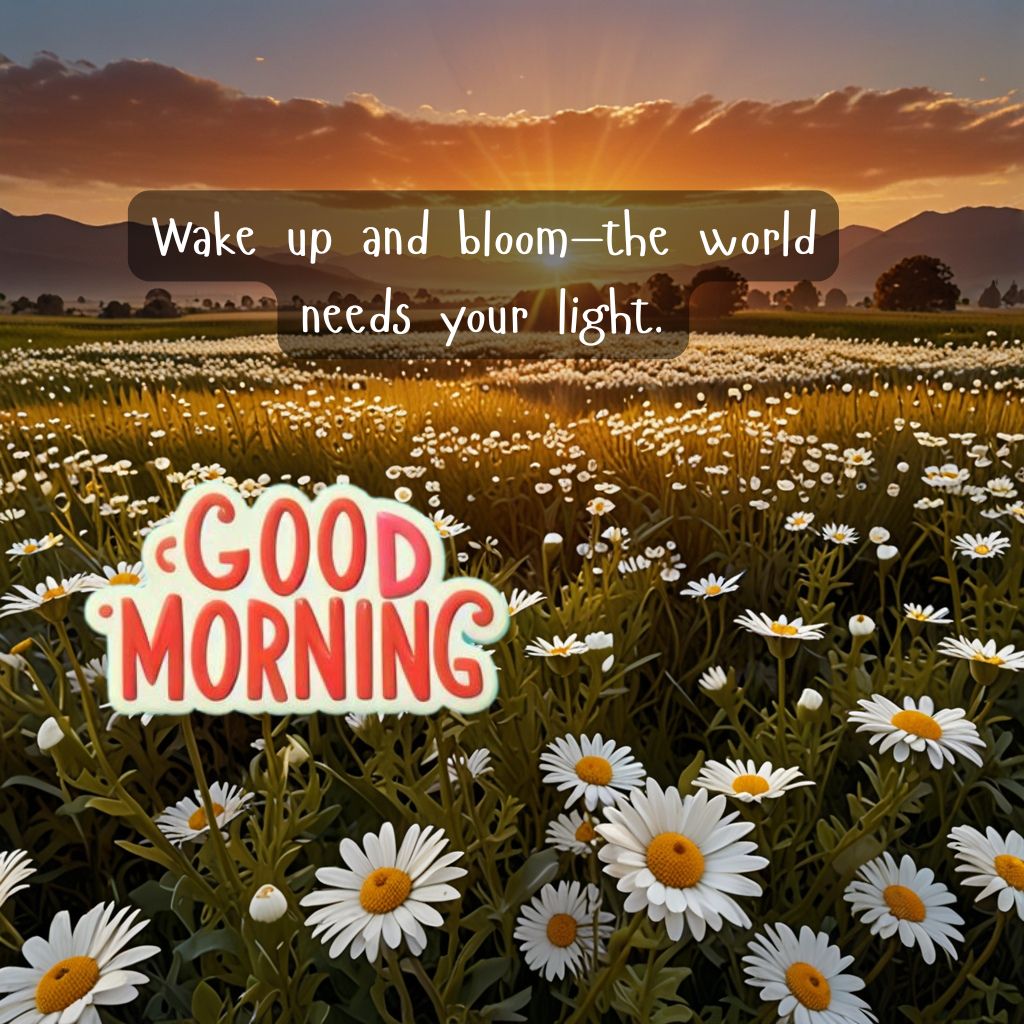 Nature Good Morning Quotes with Images to Boost Your Mood All Day 18 Field of daisies at sunrise