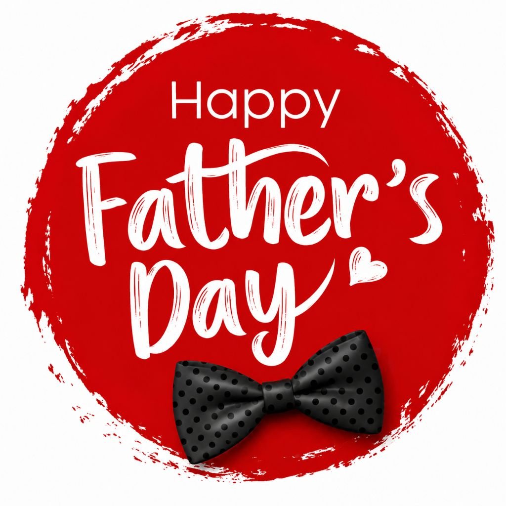 happy father’s day red circle design image with black bow tie
