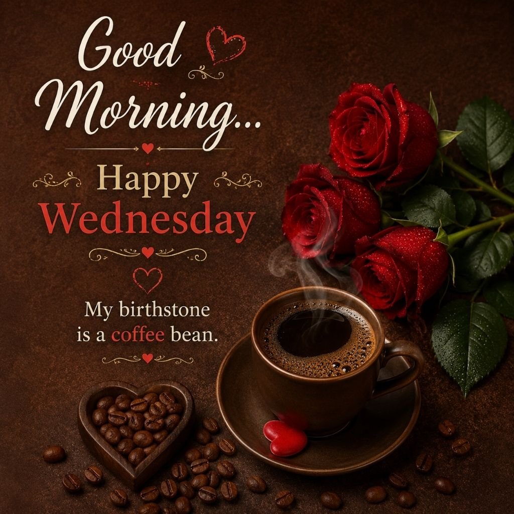 happy wednesday coffee bean quote image