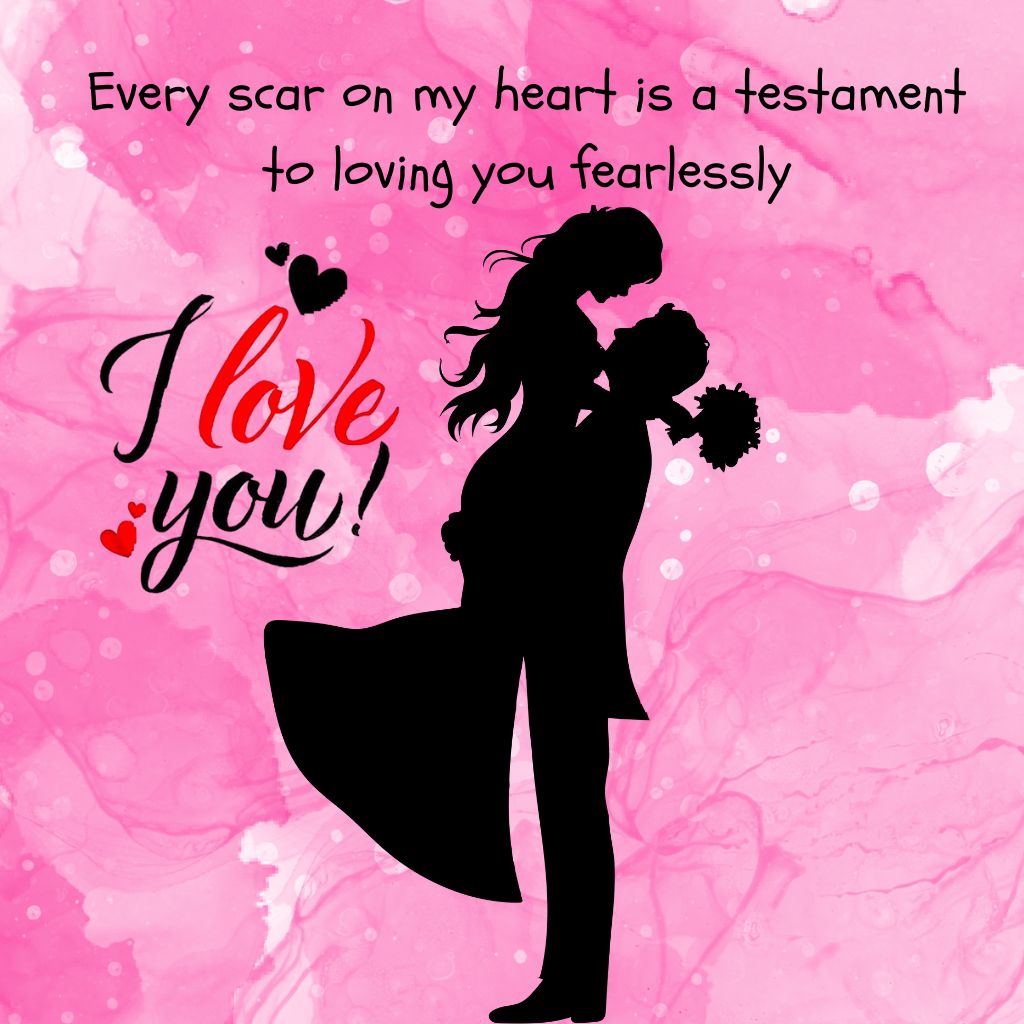 20+ I Love You Images with Quotes for Free Download 6 ilhouette of a romantic couple embracing, with pink background and heartfelt love message saying "I love you."