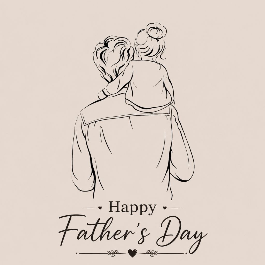 heartwarming happy father’s day sketch image with dad and daughter