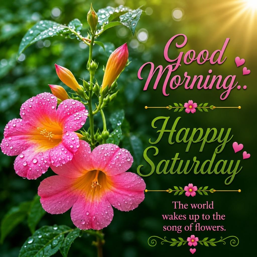pink floral happy Saturday morning wishes