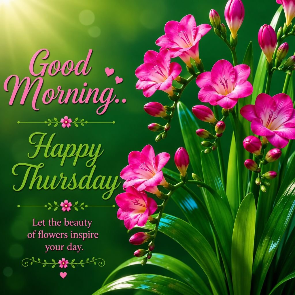 pink floral happy Thursday wishes