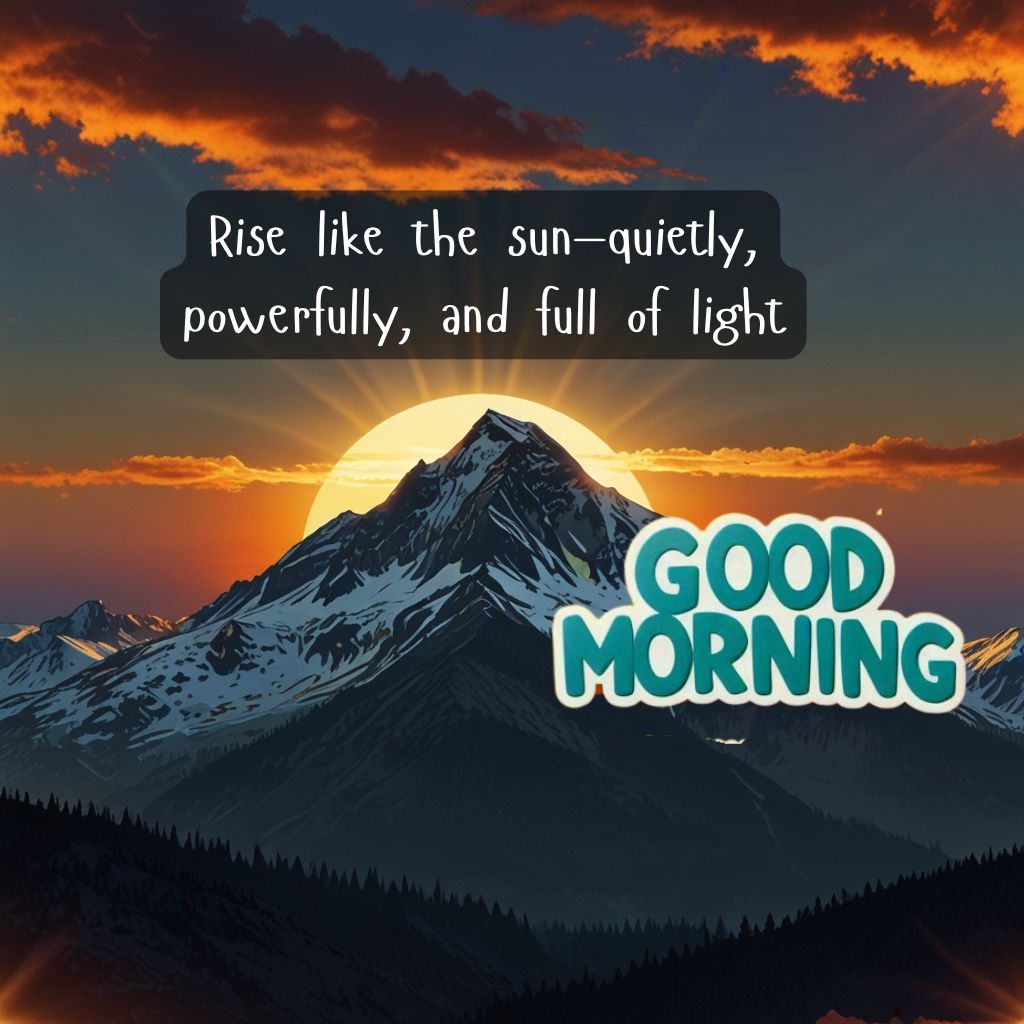 Nature Good Morning Quotes with Images to Boost Your Mood All Day 22 Sun emerging behind a mountain peak.