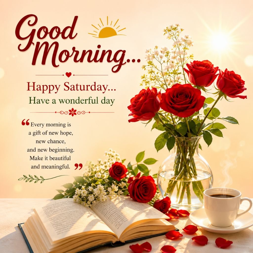 red roses in a glass vase good morning friends