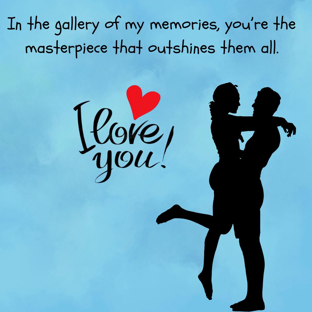 20+ I Love You Images with Quotes for Free Download 2 Silhouette of a romantic couple embracing on a blue background with the text "I love you" and a red heart.