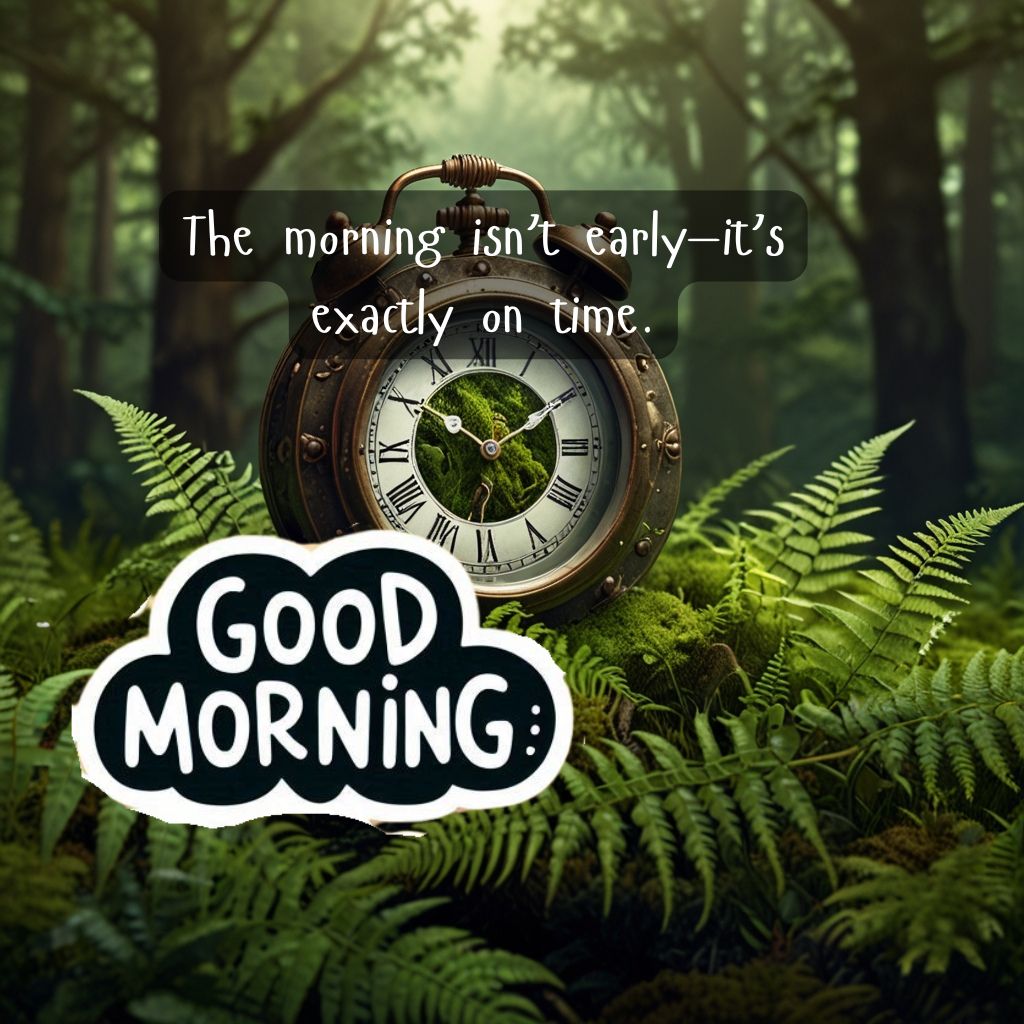 Nature Good Morning Quotes with Images to Boost Your Mood All Day 25 Clock surrounded by moss and ferns