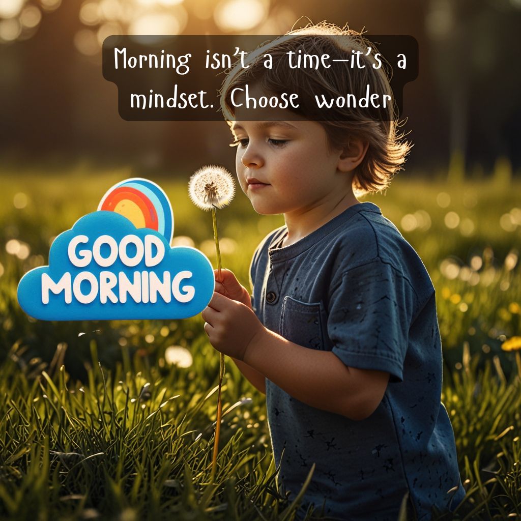 Nature Good Morning Quotes with Images to Boost Your Mood All Day 33 Child holding a dandelion in morning light.
