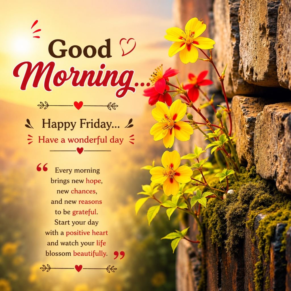 vibrant yellow and red wildflowers quotes on morning sunrise