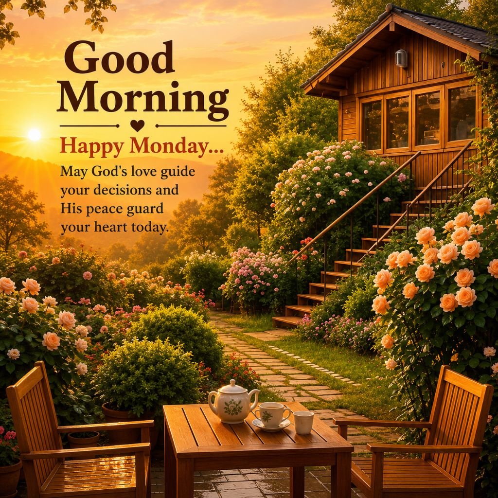 a cozy wooden cottage good morning flowers