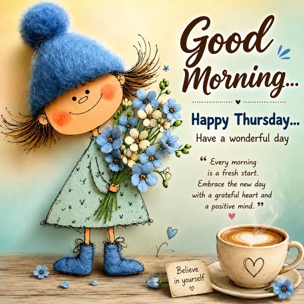 a cute hand-drawn girl good morning coffee images