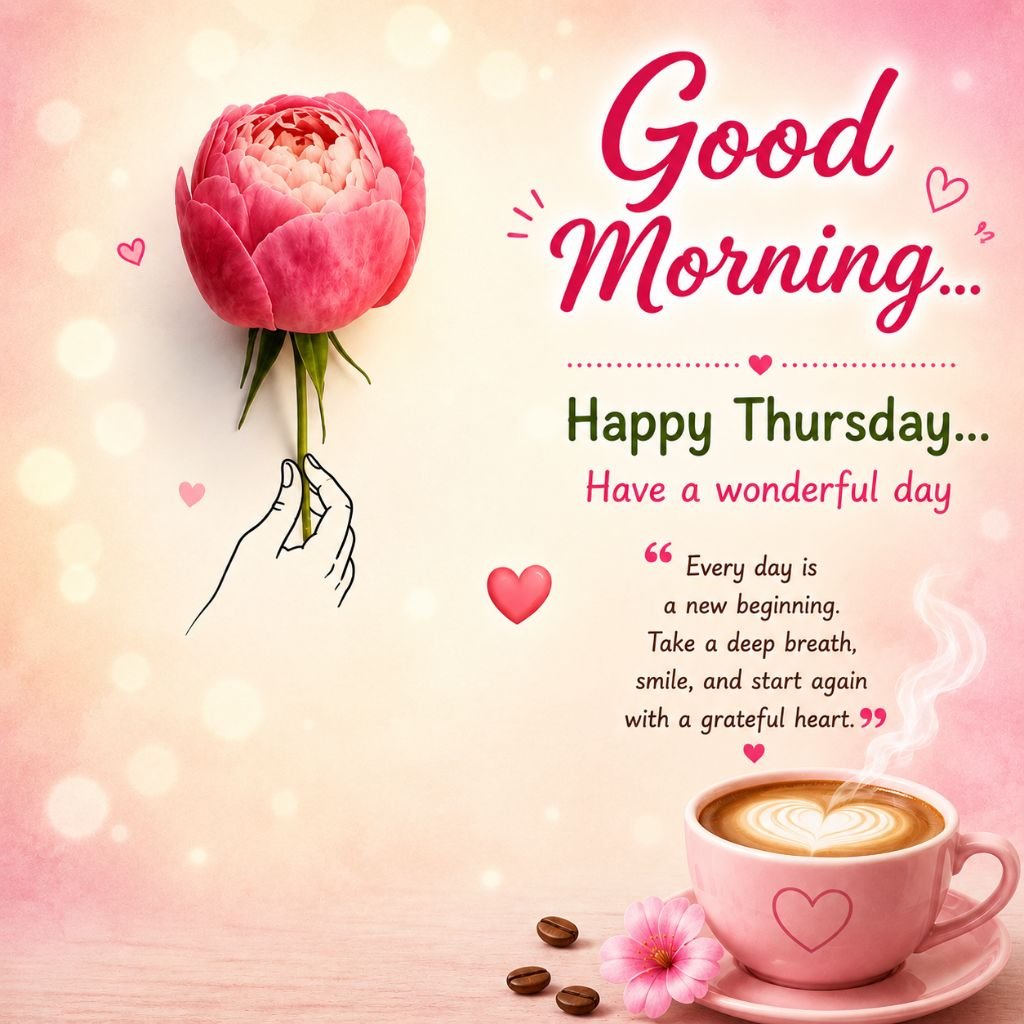 a pink peony flower good morning with coffee images