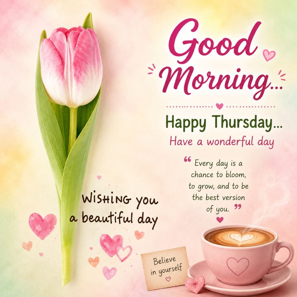 a pink tulip good morning coffee pics