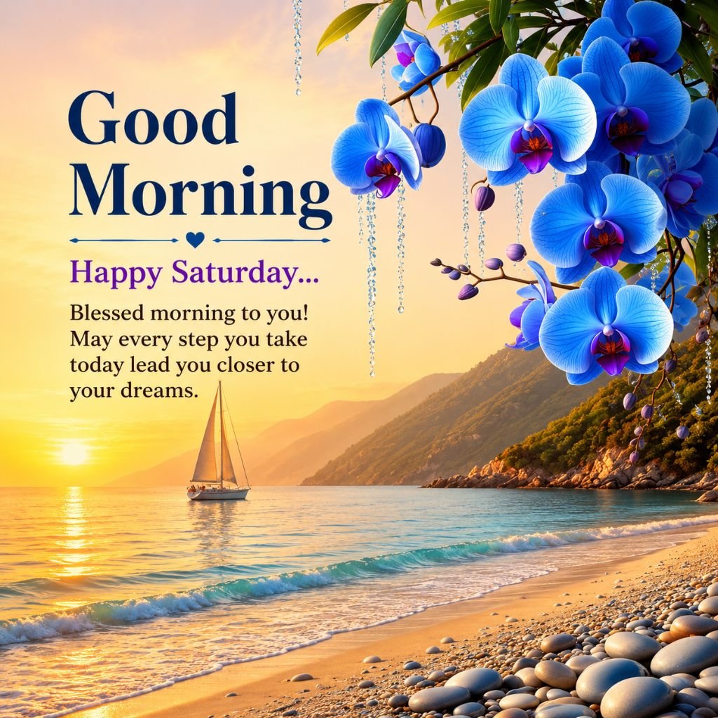 a sailboat on a calm ocean good morning flowers