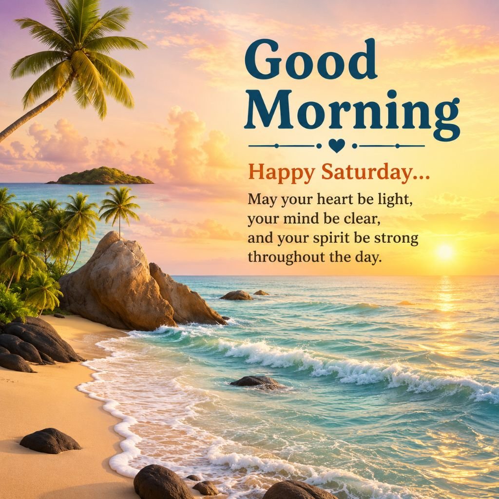 a tropical beach and good morning
