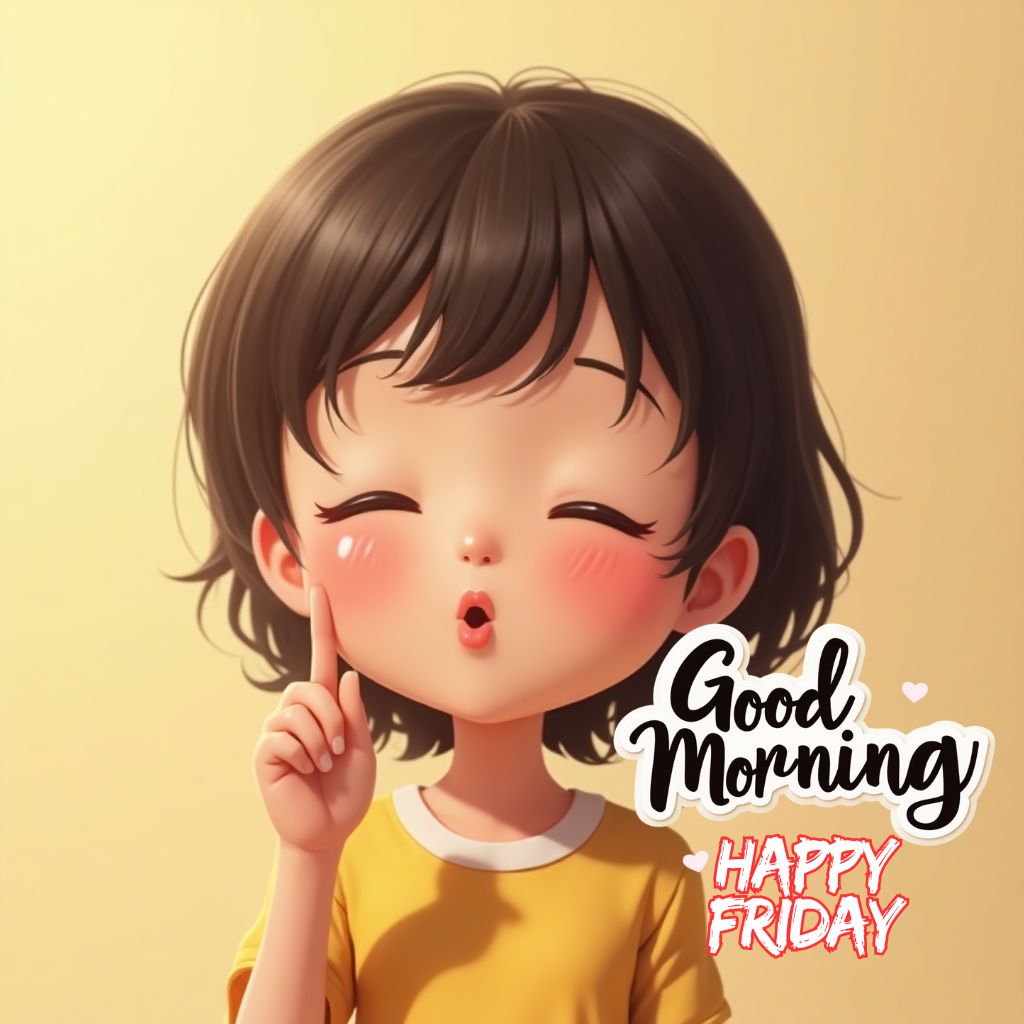 animated good morning cute girl with happy friday greetings