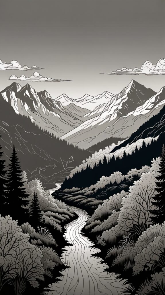 black and white line art wallpaper