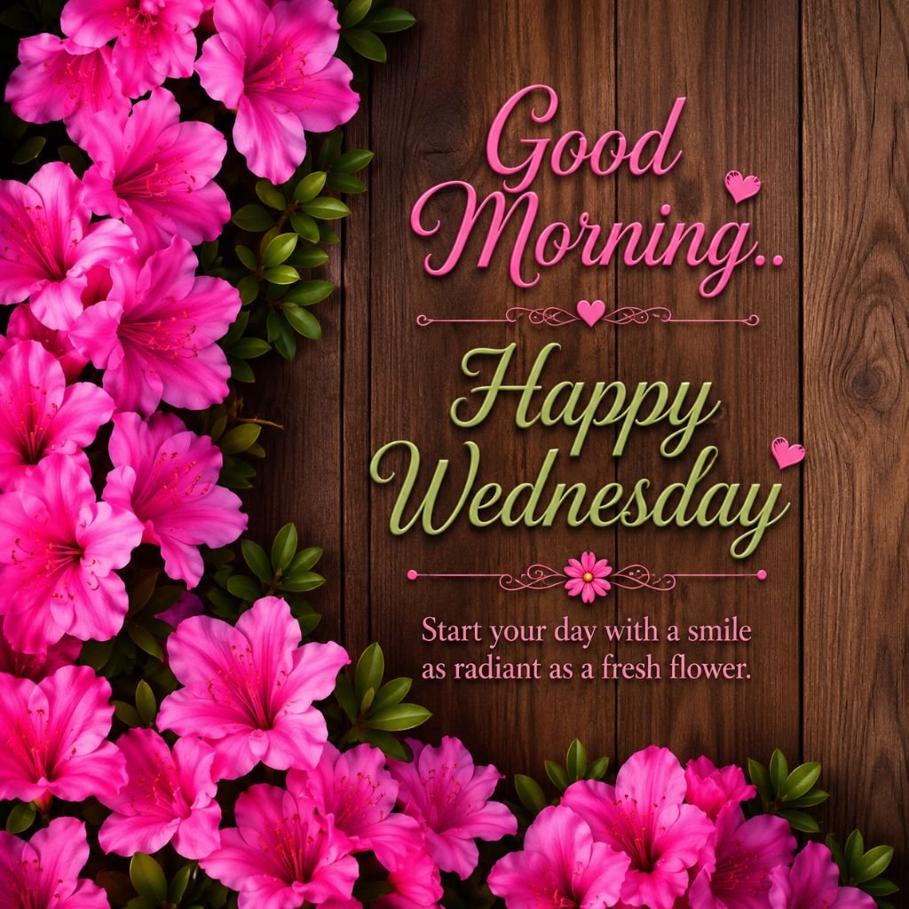 bright pink floral Wednesday wishes