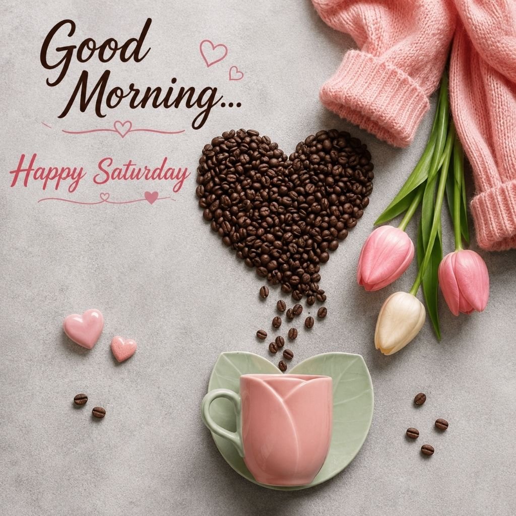 coffee bean heart Saturday morning greeting