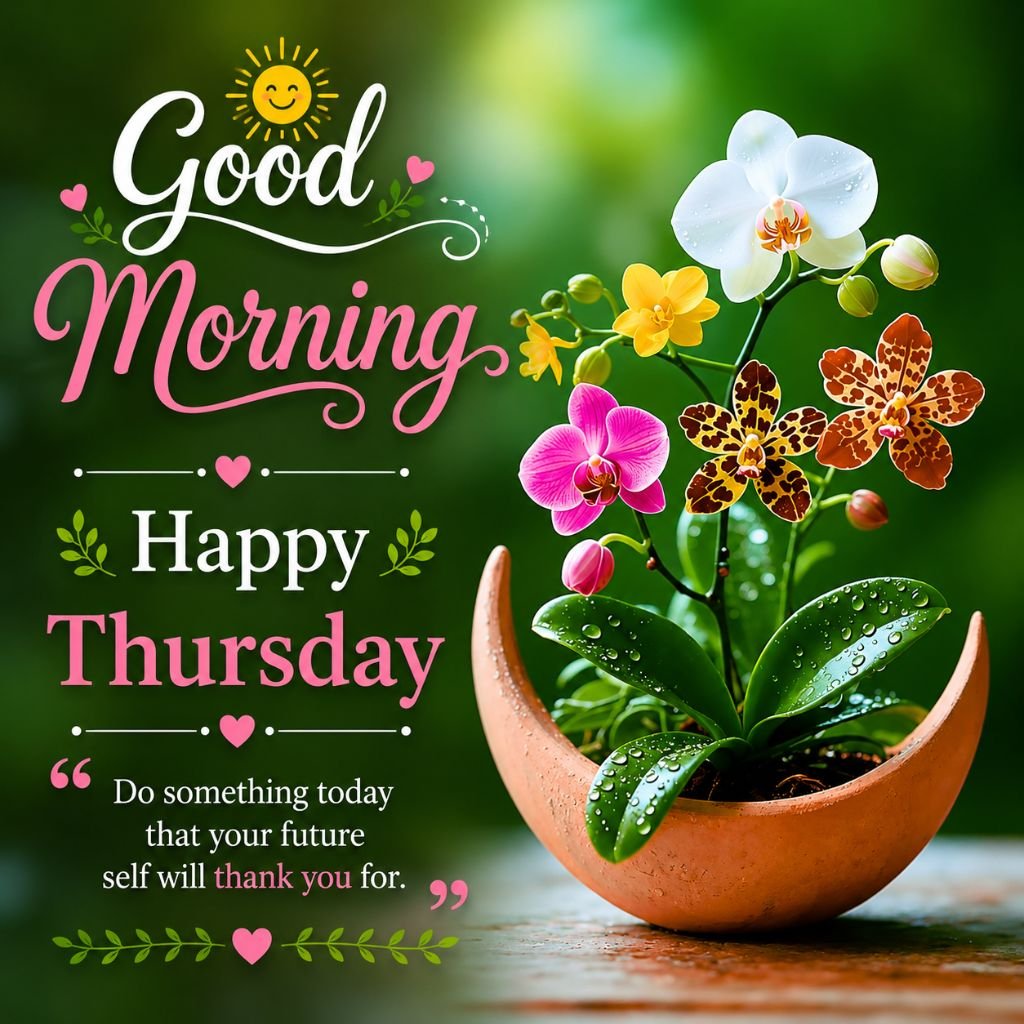 colorful orchid Thursday morning greeting