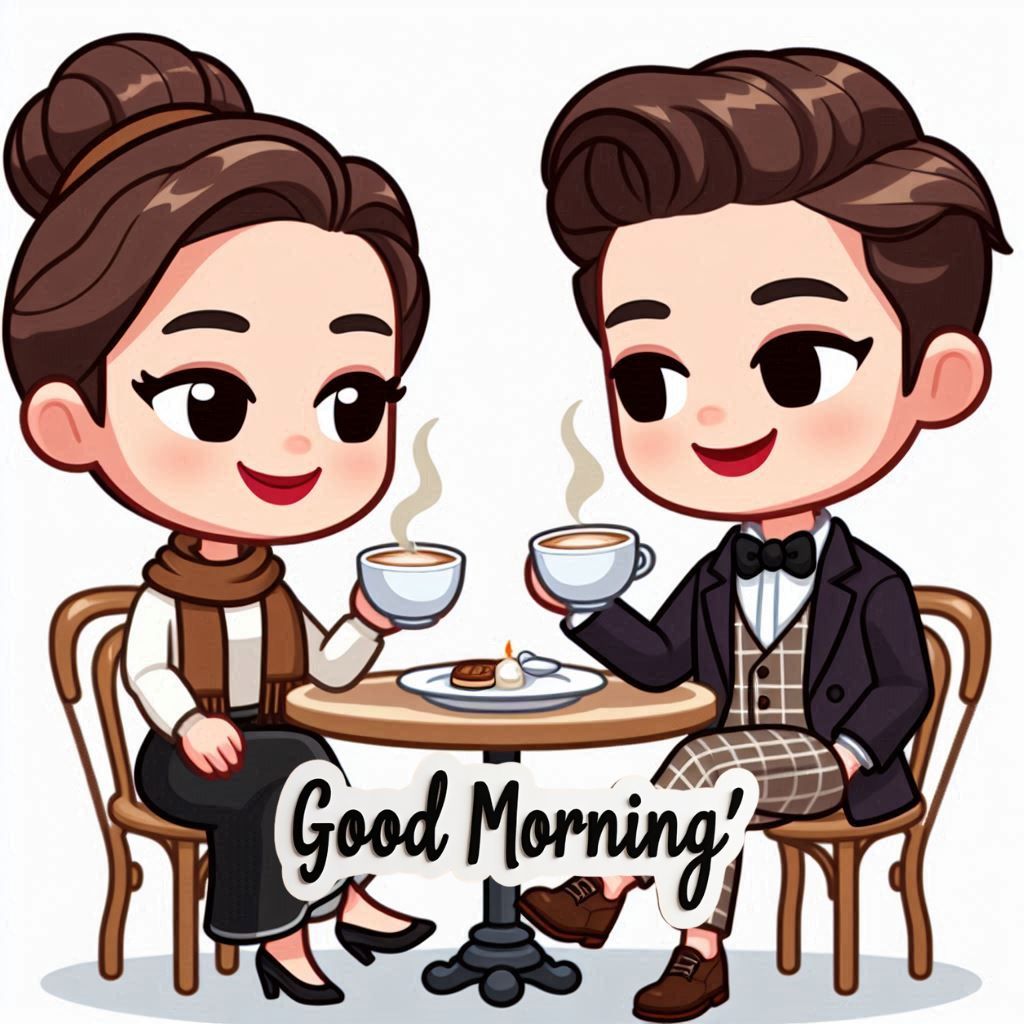 cute cartoon couple good morning images
