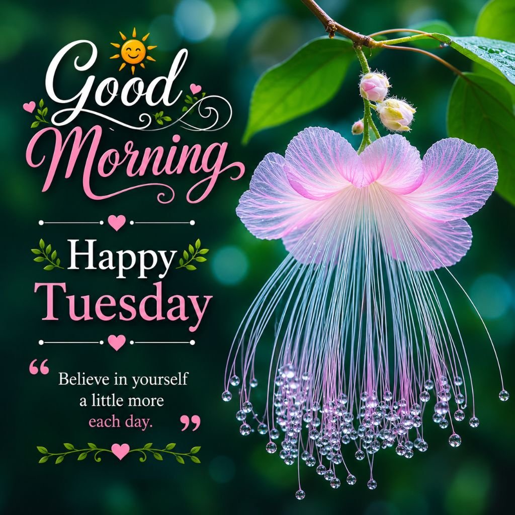 dew drop flower Tuesday greeting