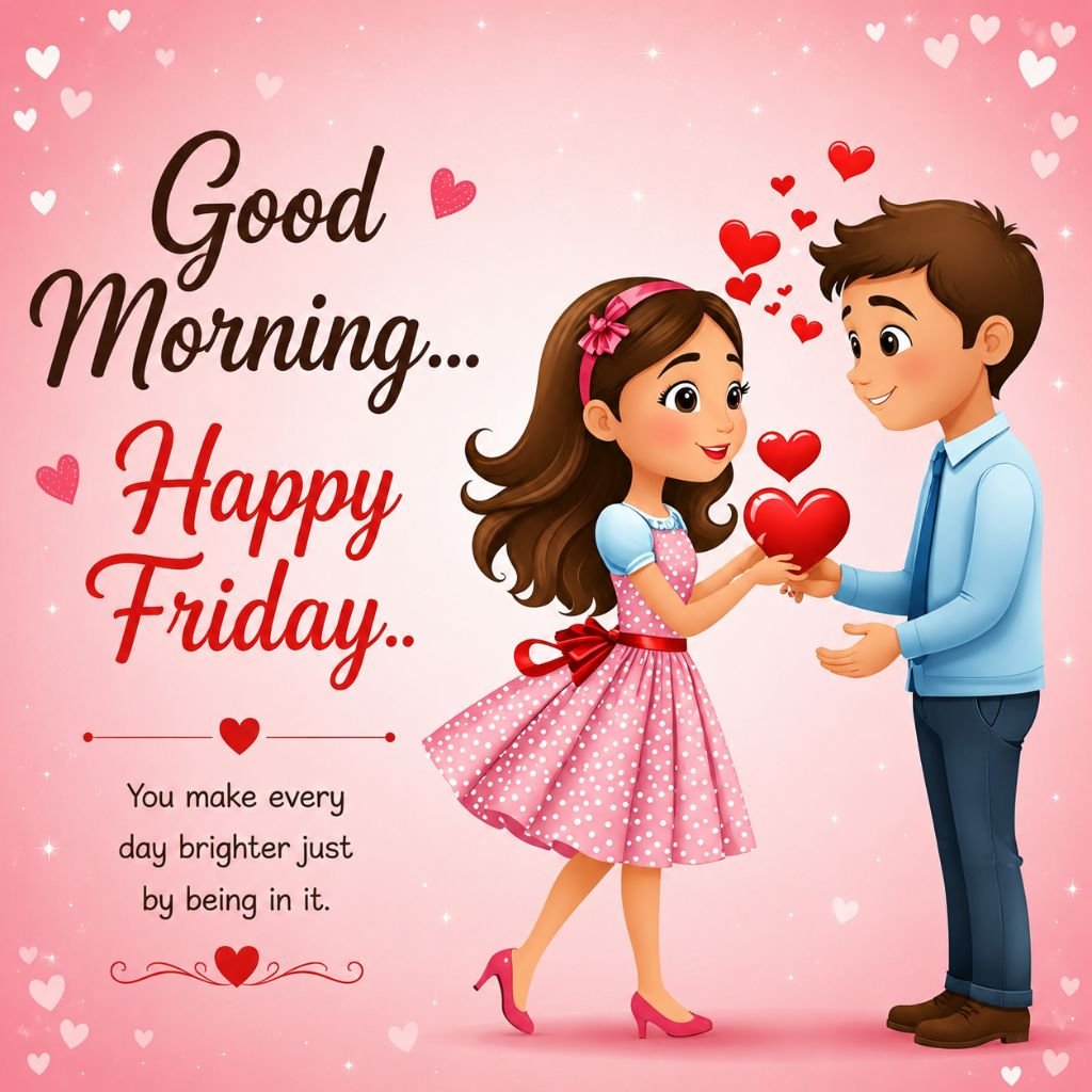 good morning happy Friday romantic cartoon couple