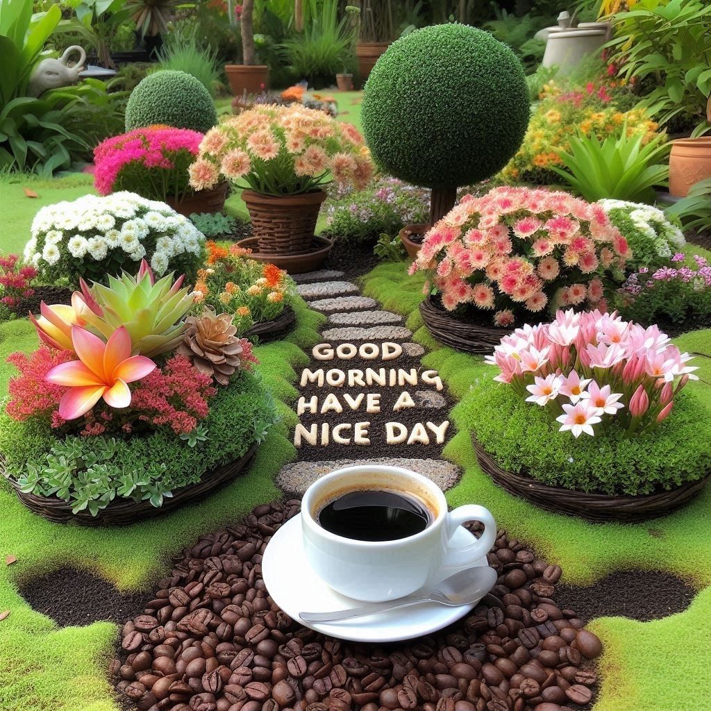 good morning images with coffee and flowers for whatsapp