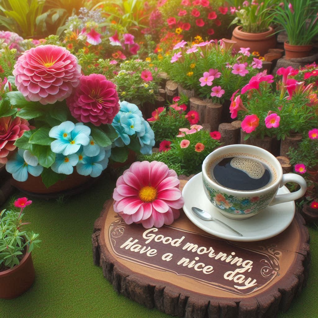 good morning images with coffee and flowers for whatsapp
